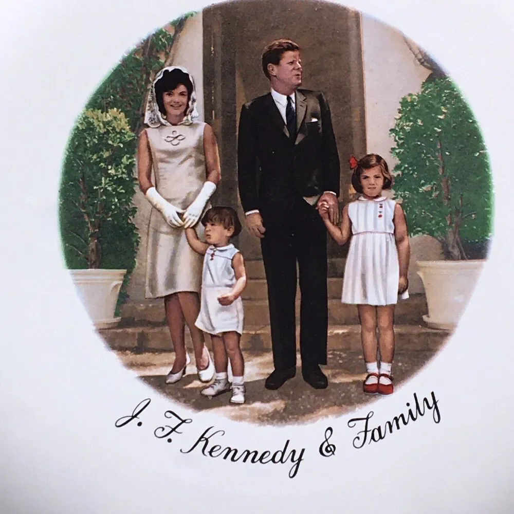 Vintage MCM President John F Kennedy Family Collector Plate Gold Rim With Hanger